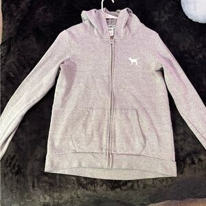 PINK Victoria's Secret Heather Gray Zip-Up Hoodie
